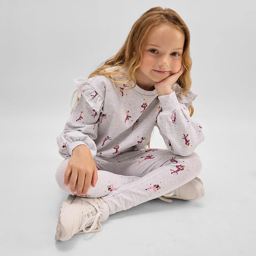 Dancer Print on Light Grey Mix Leggings | Miles The Label