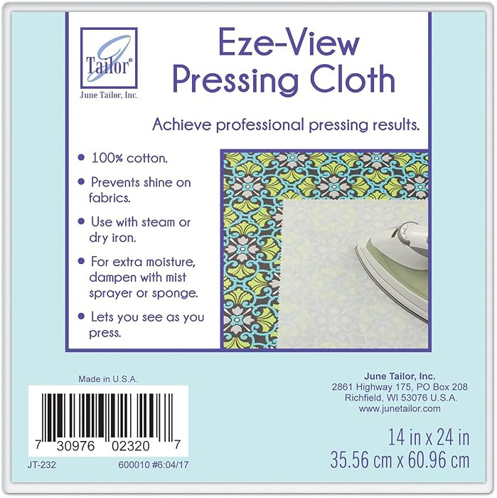 June Tailor Eze-View 24-by-14-Inch 100% Cotton Press Cloth | Amazon (US)