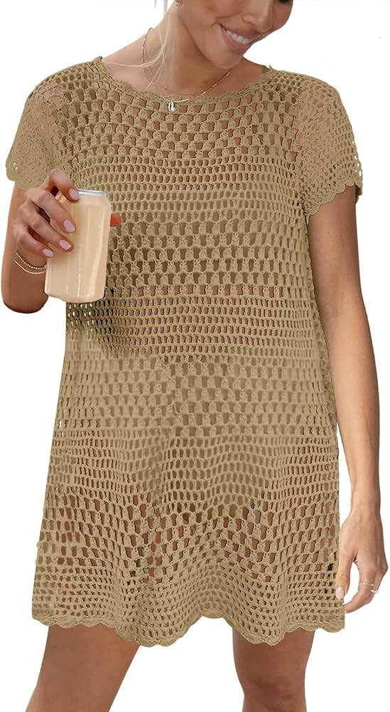 Caracilia Women Swimsuit Coverup Crochet Bathing Suit Cover Ups for Swimwear Swim 2024 Summer Bik... | Amazon (US)