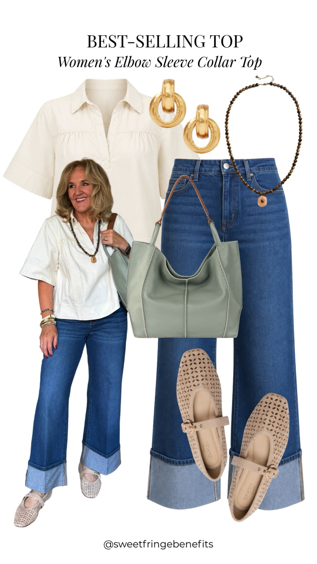 This bestselling white elbow-sleeve top is an easy wardrobe staple with jeans. I love the relaxed fit and polished collar for an effortless everyday look.

💡 LTK MADE EASY
❤️ Heart = Support my posts!
🔖 Save = Get sale & restock alerts
📋 Lists = Keep favorites organized
📲 Share = Send lists and products to a friend. Hello, Christmas List!
💬 Comment = Ask me anything about what I'm wearing.:-)

#LTKootd #LTKTravel #LTKOver40