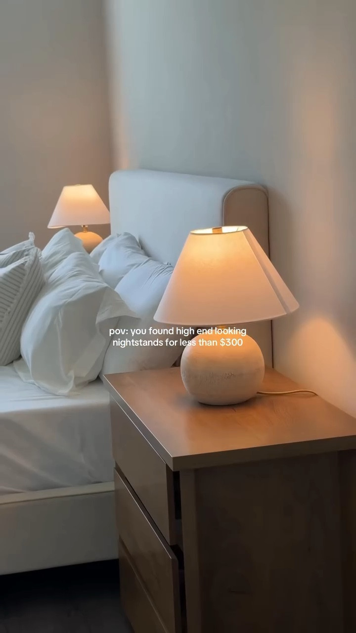 I found the most perfect nightstands that look like pottery barn 🥹 @tribesigns comment “shop” and I’ll send you the 🔗

 #homedecor  #bedroominspo  #home  #bed #bedding