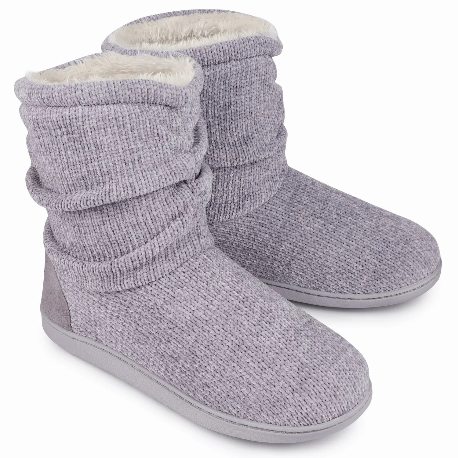 Homeier Ralph Women's Chenille Knit Boots Slippers Warm Plush Fleece Cosy Winter Booties Slipper ... | Walmart (US)