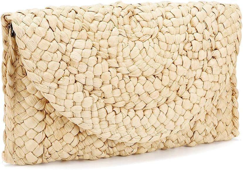 iPobie Straw Clutch Bag,Women Straw Weave Handbag Envelope Flat Summer Clutch Purse Beach Bag | Amazon (CA)