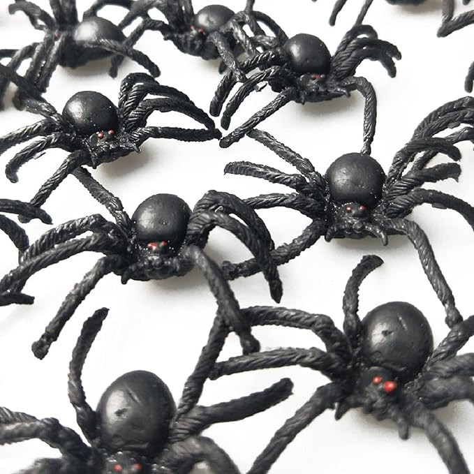 50PCS Realistic Halloween Plastic Spiders Small Size Black Spiders Toys Fake Spiders Prank Props ... | Amazon (US)