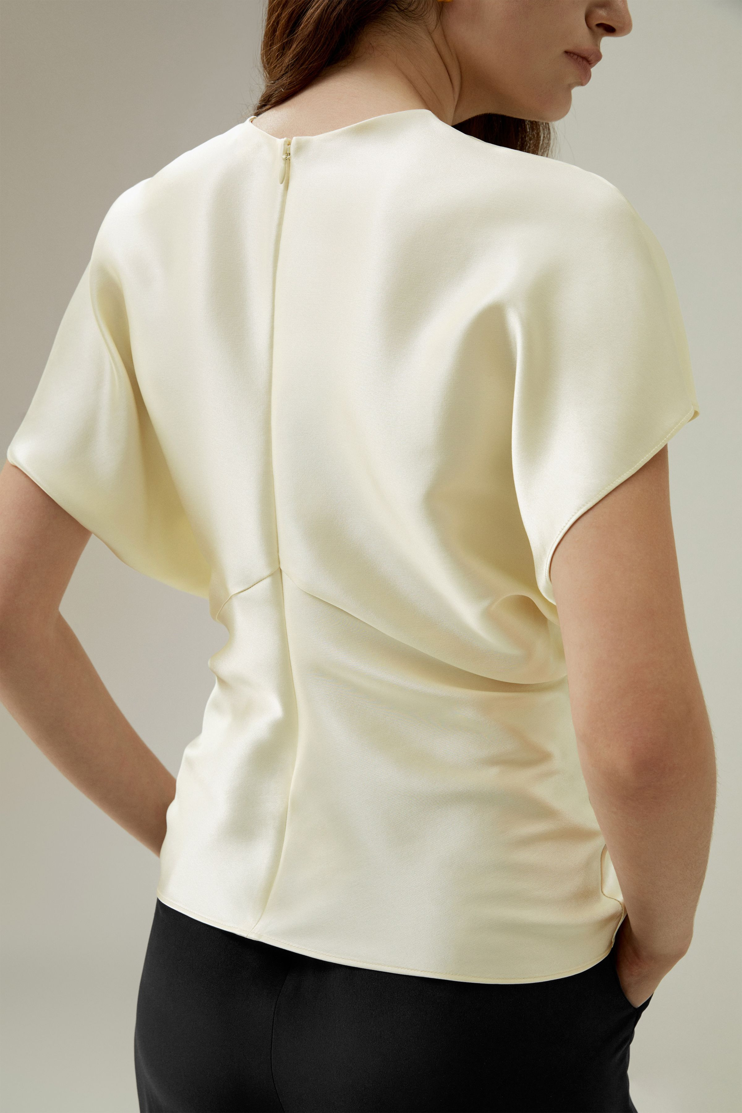 Short Batwing Sleeve Silk Top | LILYSILK