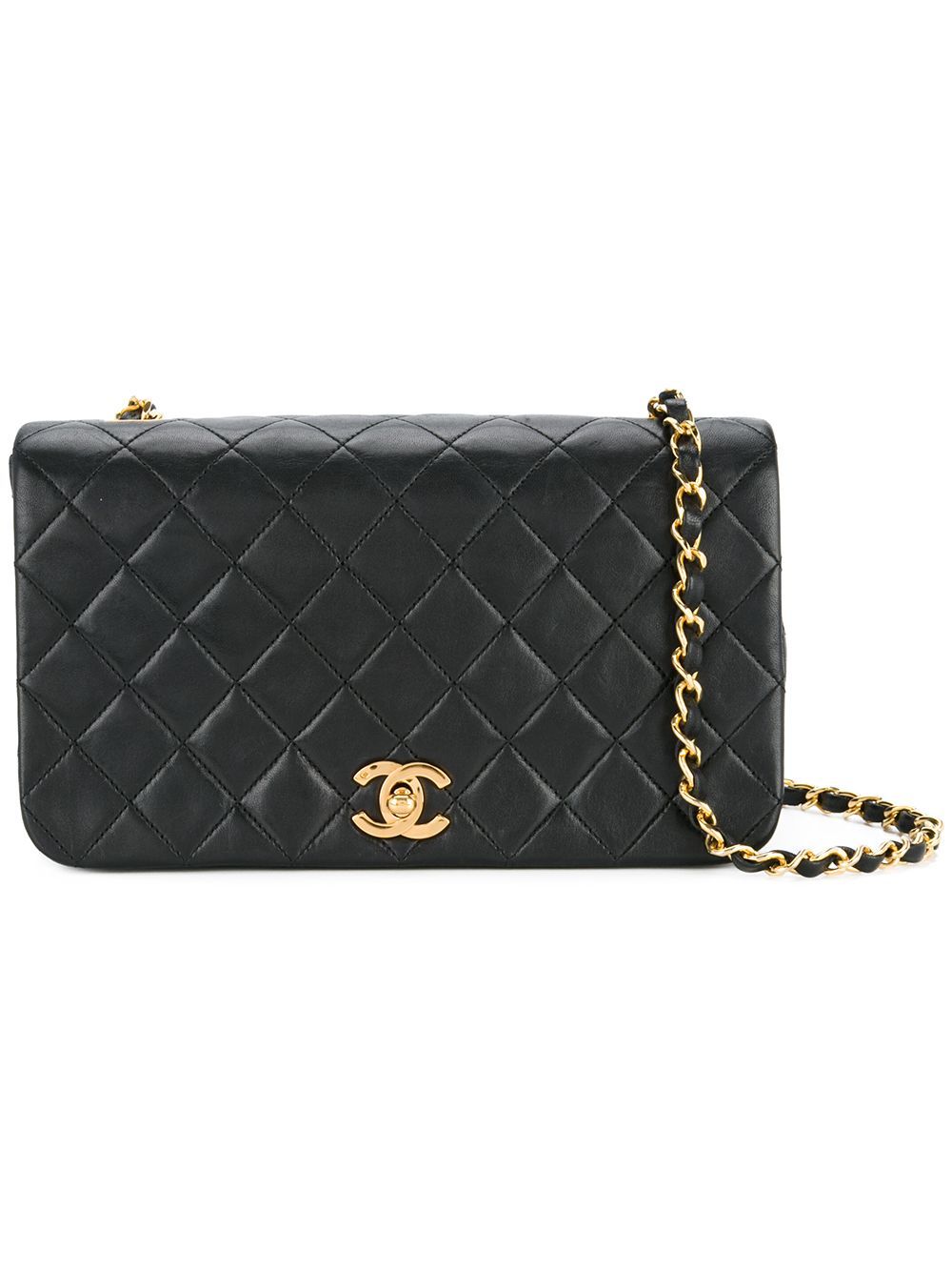 Chanel Vintage Quilted chain shoulder bag - Black | FarFetch Global