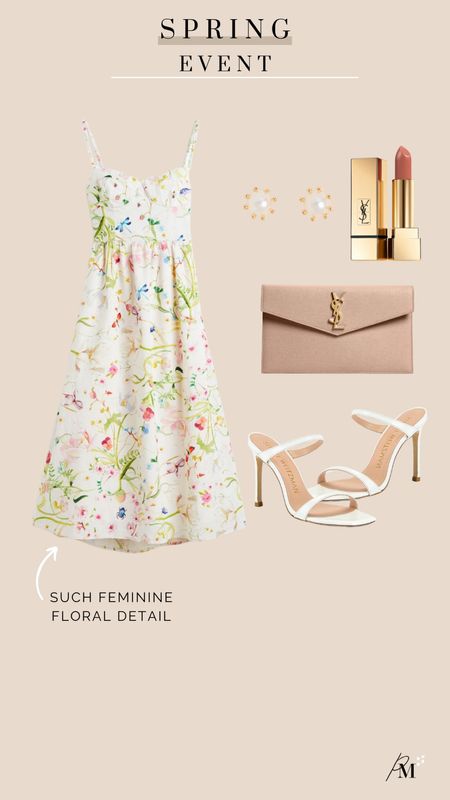 h&m linen blend floral detail dress
aleena mule heel 
ysl envelope clutch 
ysl lip color 

#LTKFind #LTKstyletip