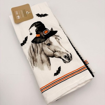 Deborah Connolly Designs Halloween Horse Witch Hat Kitchen Towel Set 2pk White | eBay US