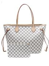 'Grace' Canvas Checked Tote Bag with Pouch (2 Colors) | Goodnight Macaroon