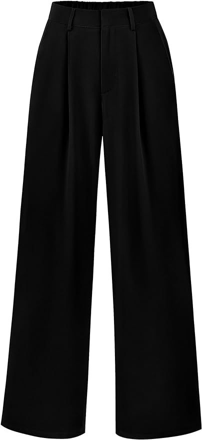 Pretty Garden Womens Causal Wide Leg Pants High Elastic Waisted Long Work Office Suit Pants | Amazon (US)