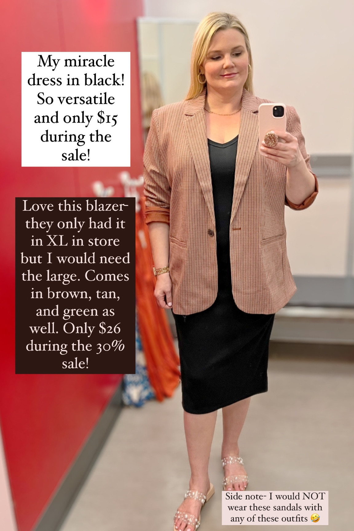 My favorite tank ruched dress in black! Size down one for a more fitted look. Blazer runs true to size. Wearing XL but need the large. Teacher, corporate, workwear  

#LTKover40 #LTKworkwear #LTKmidsize