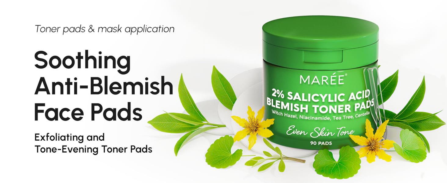 MAREE Blemish Acne Clearing Polishes - Daily Facial Radiance Toner Pads - Witch Hazel Pads Acne F... | Amazon (US)