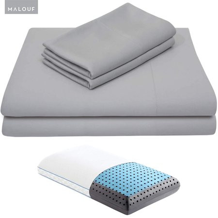 Malouf MA25KKASBS Rayon From Bamboo Twill Weave Sheet Set King - Ash Bundle with Malouf Carboncool O | Walmart (US)