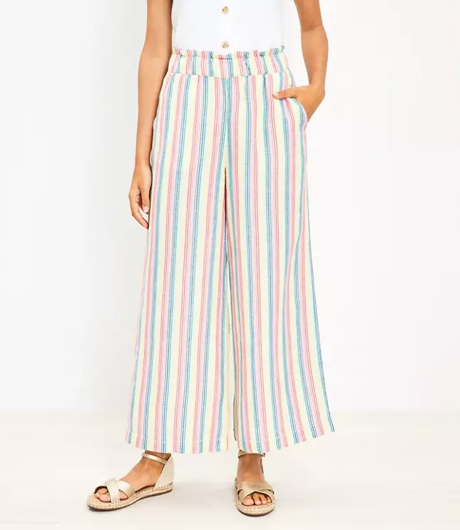 Fluid Wide Leg Crop Pants in Stripe | LOFT