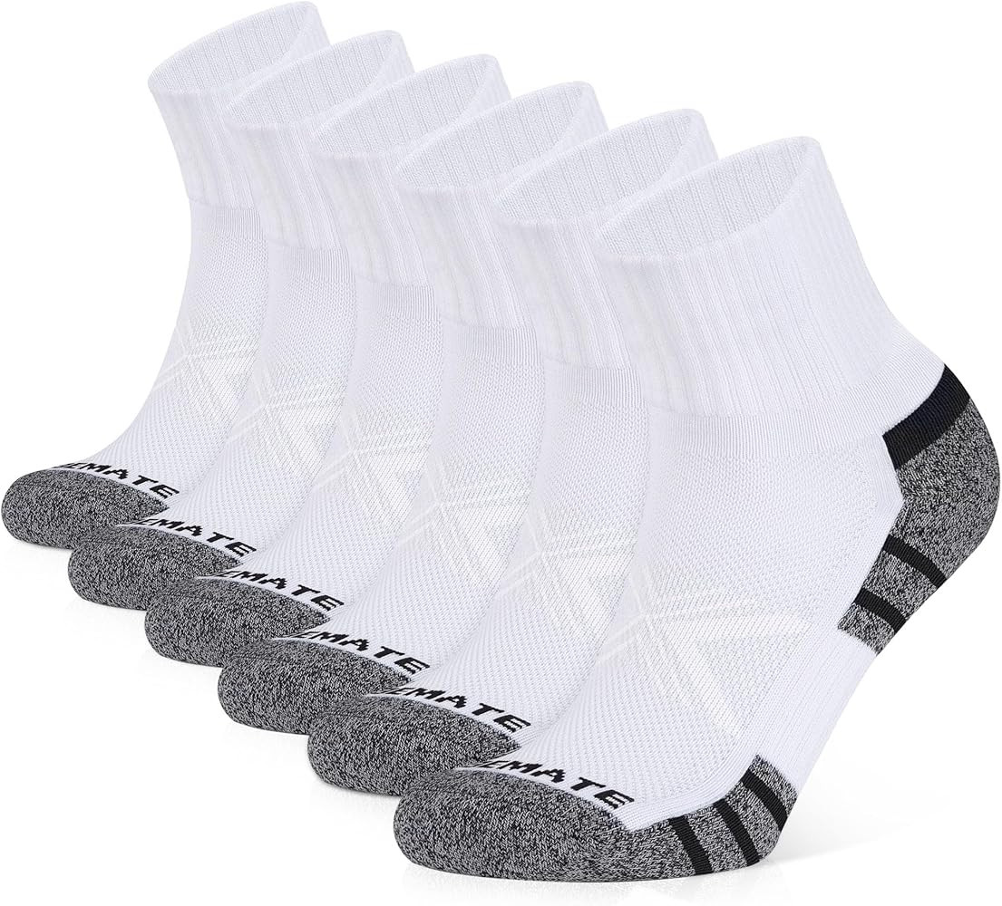 CLOSEMATE 6 Pack Mens Ankle Athletic Socks Cushioned Running Sports Cotton Quarter Socks | Amazon (US)