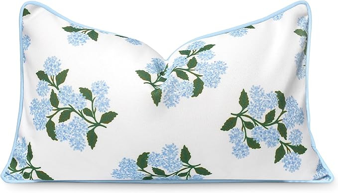 Hofdeco Premium Coastal Patio Indoor Outdoor Lumbar Pillow Cover Only, 12"x20" Water Repellent fo... | Amazon (US)