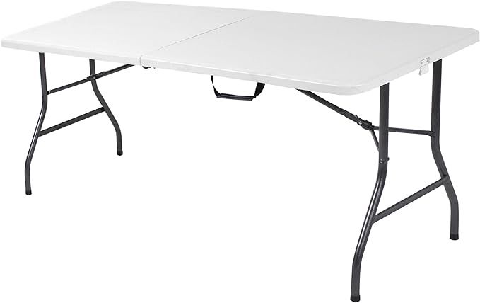 CoscoProducts Fold-in-Half Banquet Table w/Handle, 6 ft, White | Amazon (US)