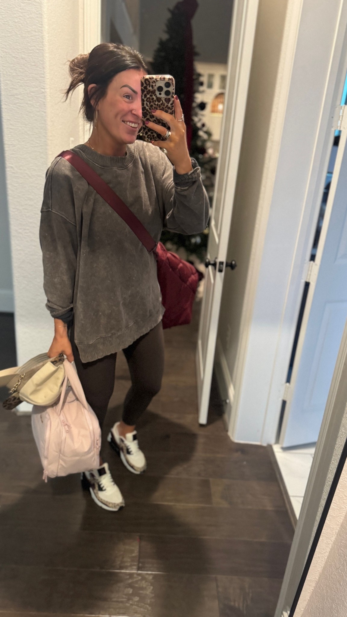 This sweater is an oldie from kohls (no longer sold) but linked a similar option! Wearing an XS in the leggings! This bag makes for a perfect overnight bag and I also am taking my favorite travel toiletry bag! 

#LTKmomlife #LTKootd #LTKTravel
