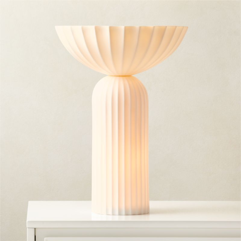 Jeanne Modern Fluted White Porcelain Table Lamp + Reviews | CB2 | CB2