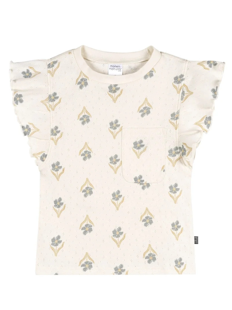 Modern Moments by Gerber Baby and Toddler Girl Organic Pleated Ruffled Top, Sizes 0/3 Months - 5T | Walmart (US)