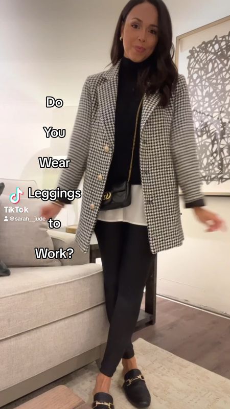 How I Dress Up Leggings For Work! Add a sweater tunic top and black & white checkered blazer jacket! 

#LTKHoliday #LTKworkwear #LTKSeasonal