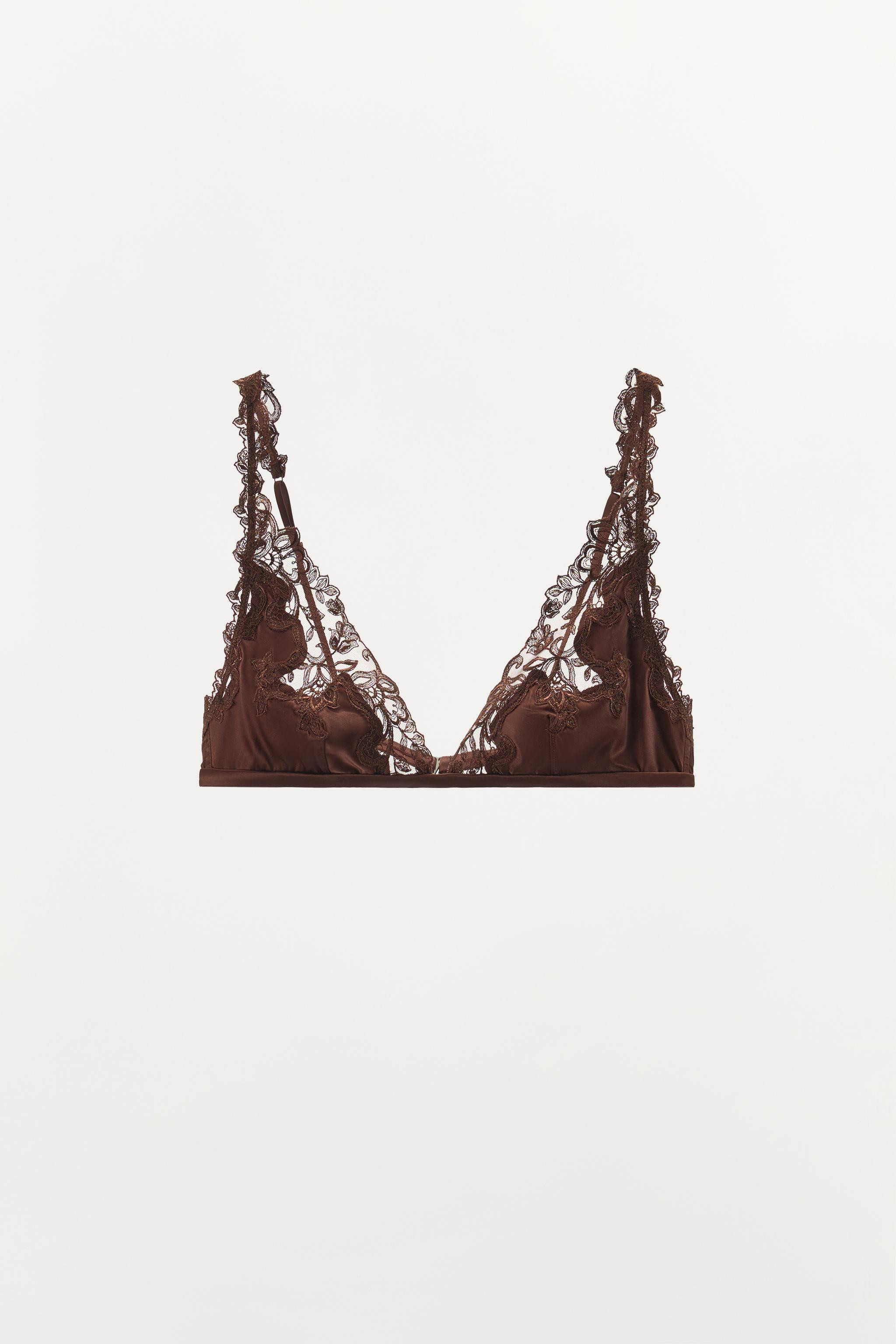 SATIN LACE TRIANGLE BRALETTE | Zara US