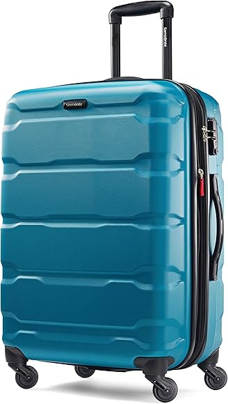Samsonite Omni PC Hardside Expandable Luggage with Spinner Wheels, Checked-Medium 24-Inch, Caribb... | Amazon (US)