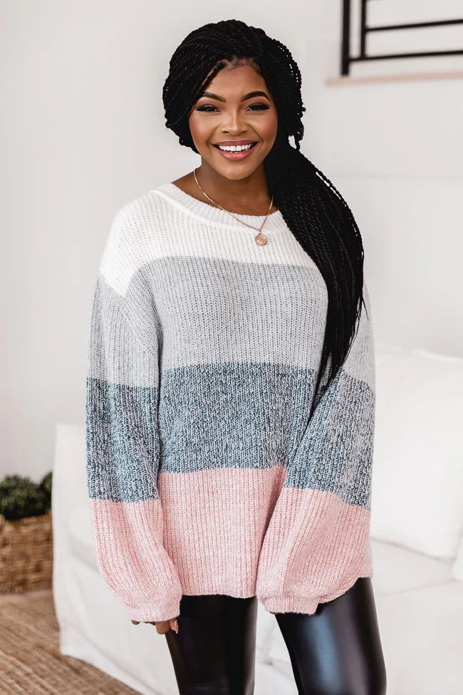 Lost In This Moment Slate Colorblock Sweater FINAL SALE | The Pink Lily Boutique
