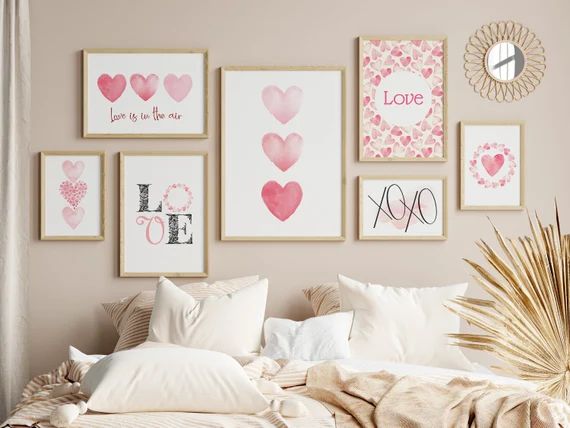 Pastel pink Valentine's Day Printable Gallery Wall Set Mega Bundle. Valentines Day decor set of 7... | Etsy (US)