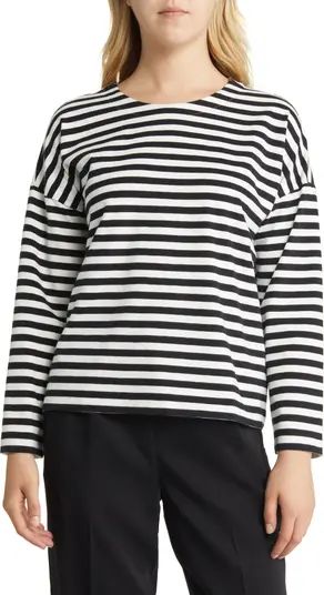 Women's Stripe Long Sleeve Stretch Cotton T-Shirt | Nordstrom