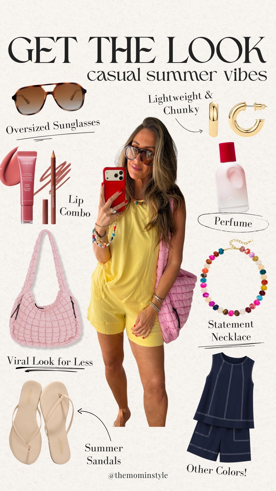 This casual summer look is one I know I’ll be reaching for on repeat. The buttery soft romper is so comfortable, and I finished it off with my favorite accessories to make it feel a little more elevated.

summer outfit, casual summer style, everyday outfit, summer romper, oversized sunglasses, lip combo, statement necklace, summer sandals, look for less bag, perfume, vacation style, themominstyle

#LTKootd #LTKSeasonal #LTKOver40
