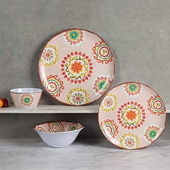 16pcs Melamine Dinnerware Set - Outdoor and Indoor RV Dinne Dishes Set for Everyday Use, Break-re... | Amazon (US)