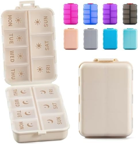 NEW Foldable & Double Protection Portable Weekly Pill Organizer 2 Times A Day with Etched Labels,... | Amazon (US)