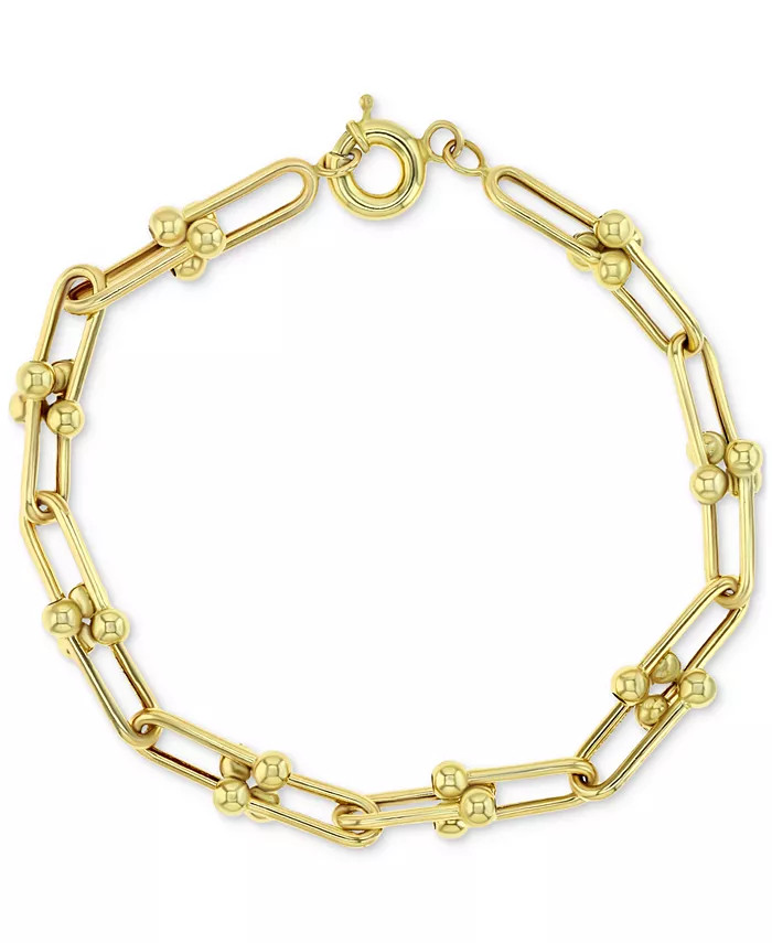 Polished U-Link Chain Bracelet in 10k Gold | Macy's