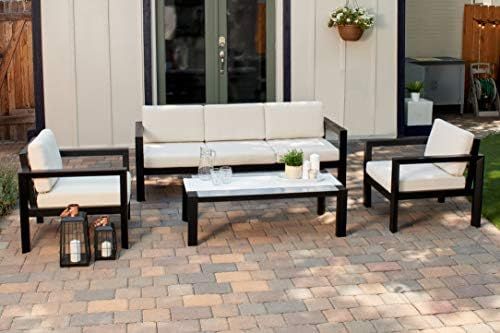 Quality Outdoor Living 65-YZ04MY Monterey 4-Piece Outdoor Deep Seating Conversation Set, Black | Amazon (US)
