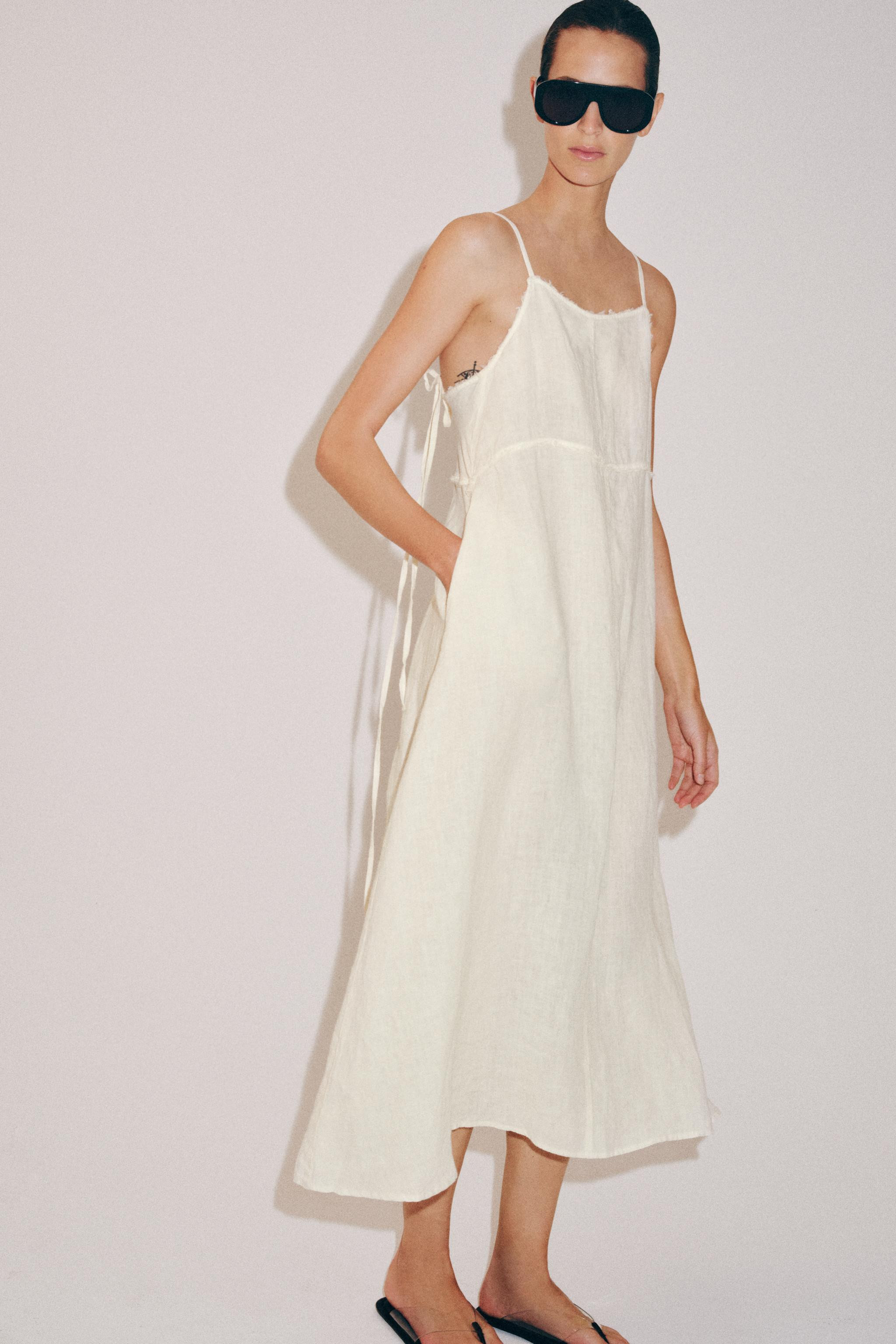 ZW COLLECTION 100% LINEN MIDI DRESS | Zara UK