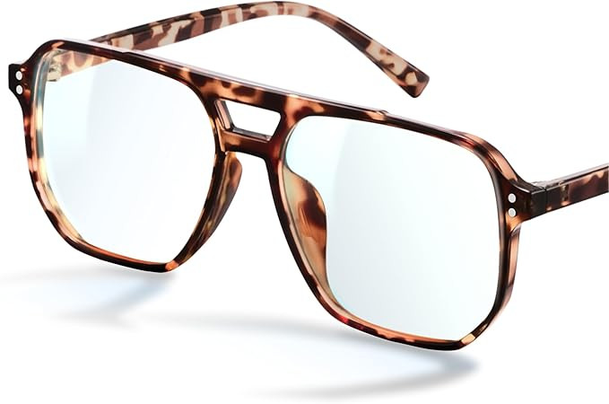 livho Blue Light Blocking Glasses, Fashion Fake Oversized Aviator Vintage Glasses, Retro Pilot Co... | Amazon (US)