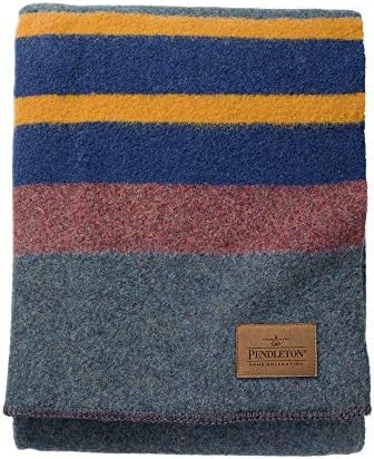 Pendleton Yakima Camp Thick Warm Wool Indoor Outdoor Striped Throw Blanket, Lake, Twin Size | Amazon (US)