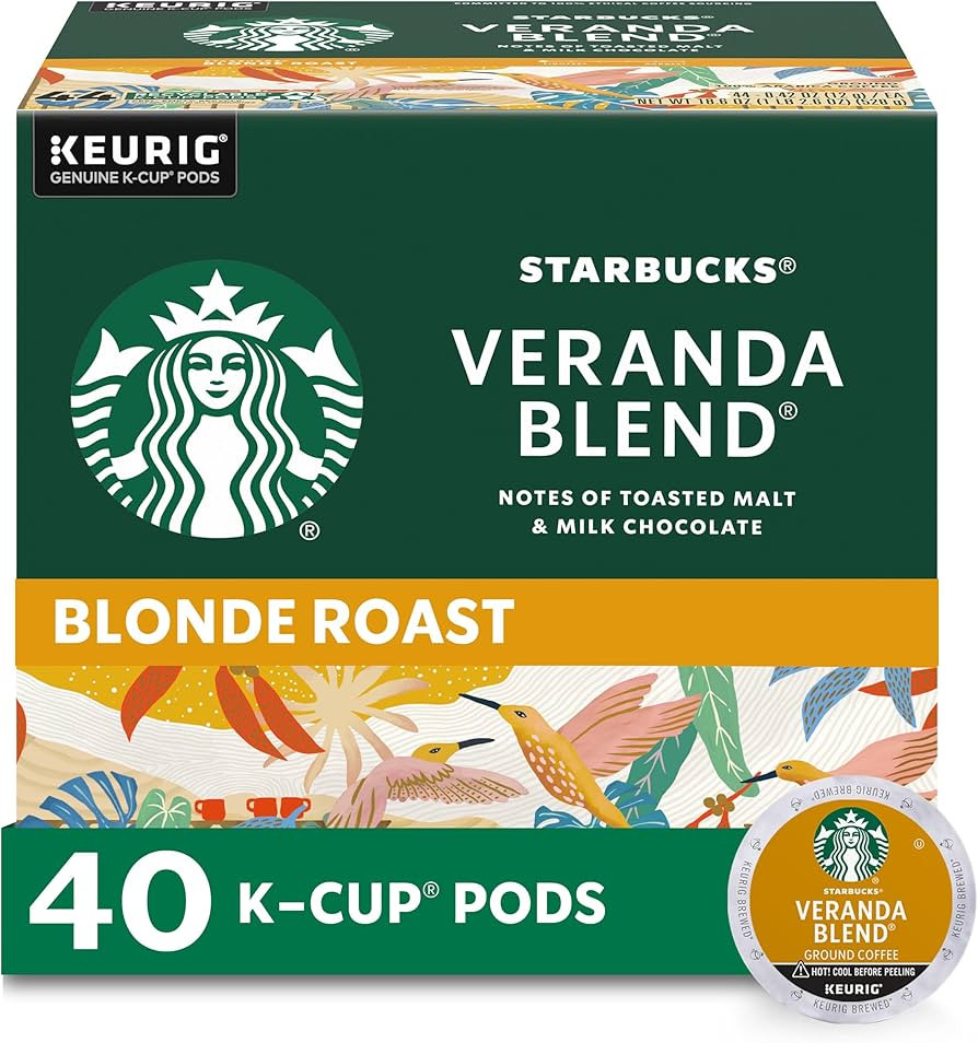 Starbucks Light Roast K-Cup Coffee Pods — Veranda for Keurig Brewers — 1 box (40 pods) | Amazon (US)