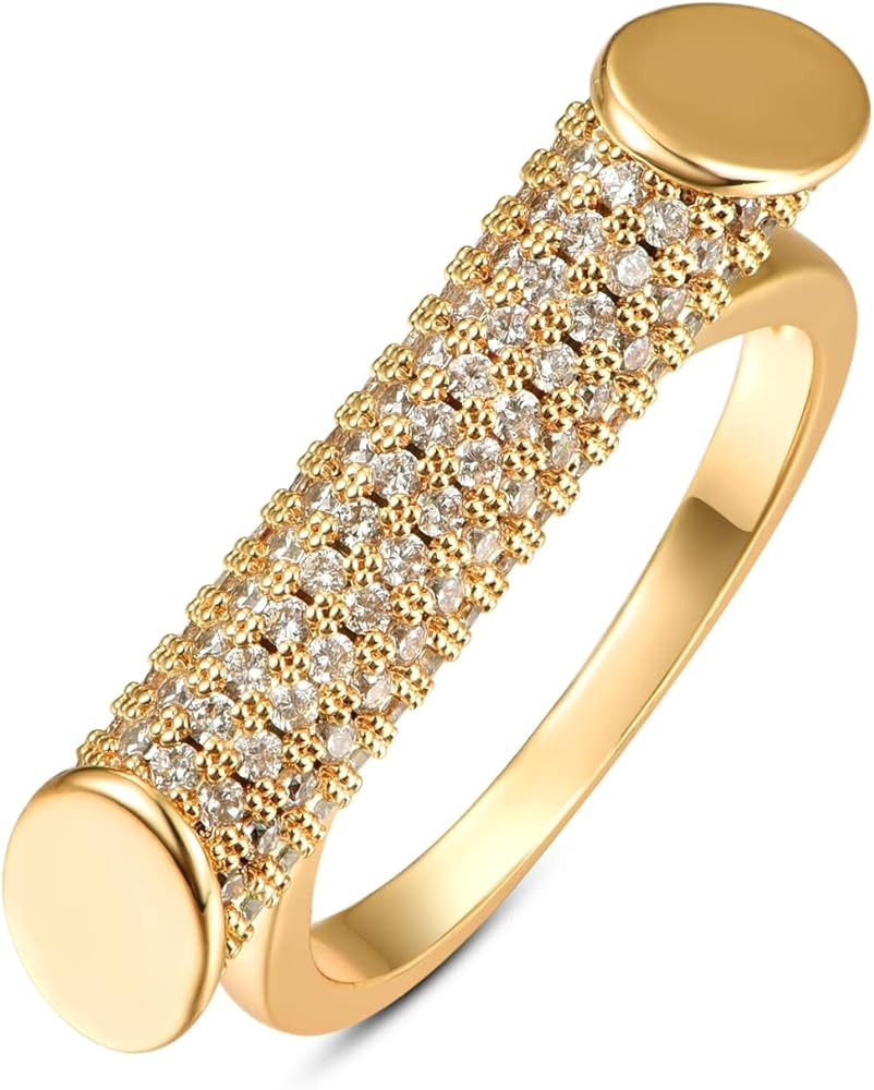 sineed Gold Statement Rings 14k Gold Plated with Sparkling Cubic Zirconia Fashion Rings for Women | Amazon (US)