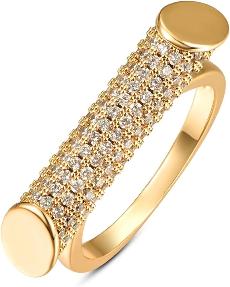 sineed Gold Statement Rings 14k Gold Plated with Sparkling Cubic Zirconia Fashion Rings for Women | Amazon (US)
