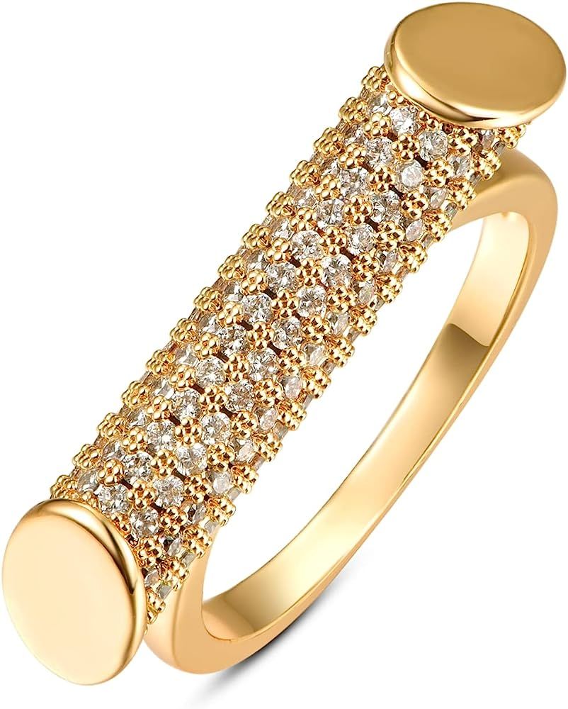 sineed Gold Statement Rings 14k Gold Plated with Sparkling Cubic Zirconia Fashion Rings for Women | Amazon (US)