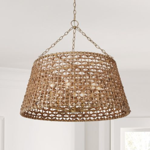 Poppy 6 Light Woven Seagrass Drum Chandelier Hanging Fixture | Ballard Designs, Inc.