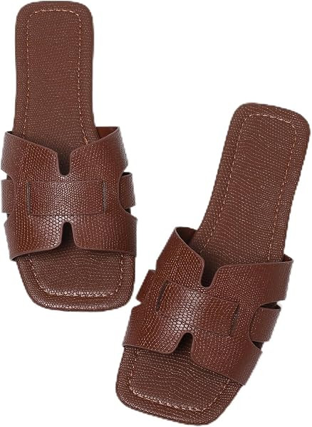 Women's Casual Flat Sandals, Comfortable Slip-On Slides | Amazon (US)