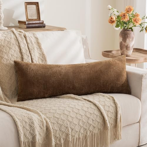 LIGICKY Lumbar Pillow Covers 14x36 Inch, Soft Textured Chenille Long Body Decorative Throw Pillow... | Amazon (US)