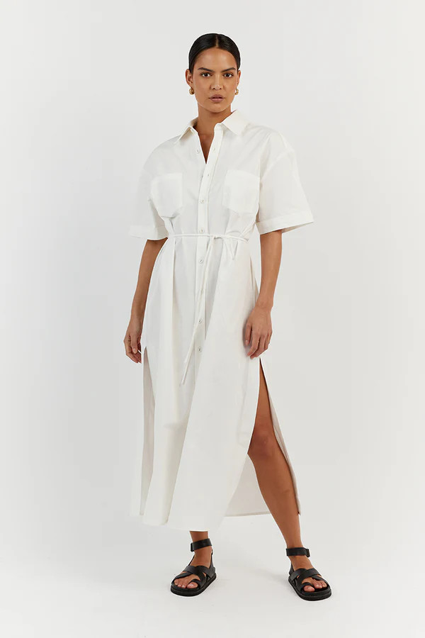 MAXIE WHITE COTTON SHIRT DRESS | DISSH