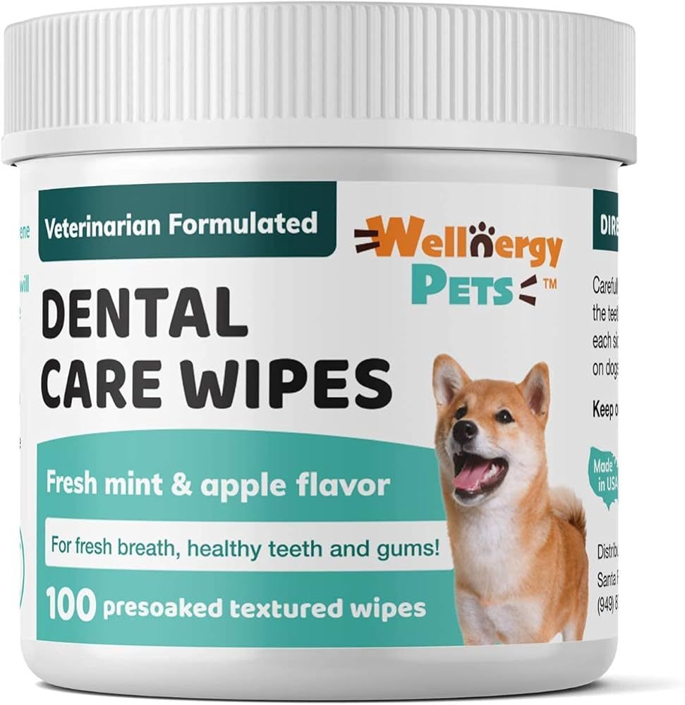 Wellnergy Pets Dental Wipes for Dogs and Cats - No Brush Formula; Improve Oral Hygiene and Health... | Amazon (US)