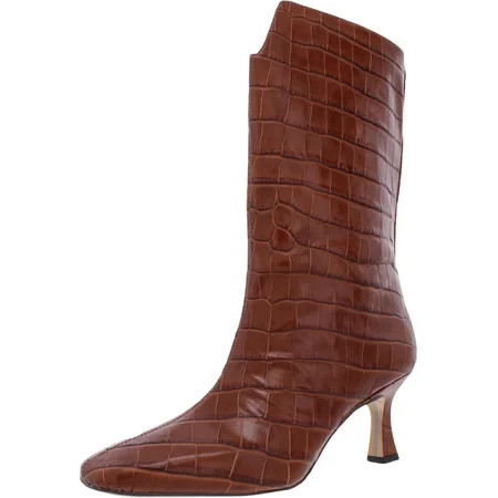 Sam Edelman Womens Lolita Leather Square Toe Mid-Calf Boots Brown 6 Medium (B M) | Walmart (US)