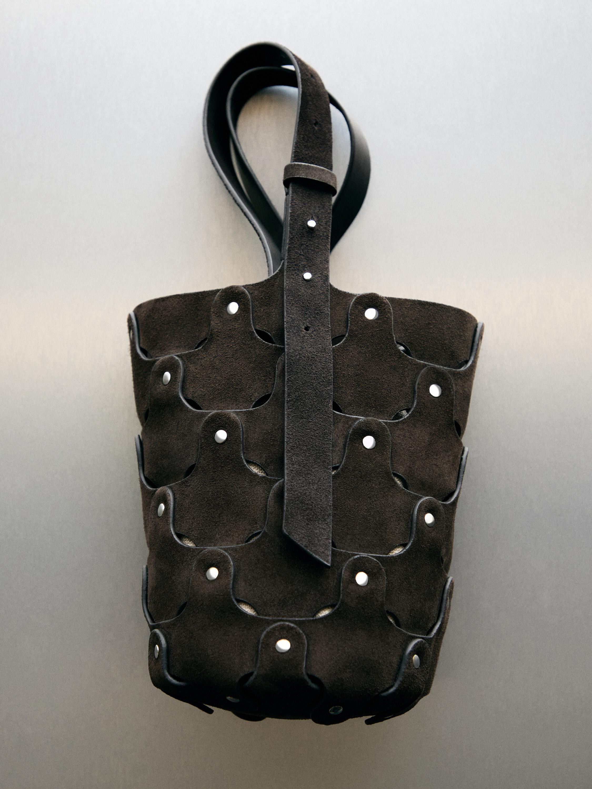NEW INStudded split suede bucket bag
    
 $280.00 Add to basketBROWN/ O.S.F.A. | Massimo Dutti US