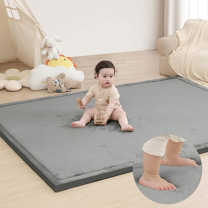 Extra Large 79"x118" Baby Activity Play Mat for Floor, 1.3" Thick Elasti Foam for Tummy Time & Cr... | Amazon (US)